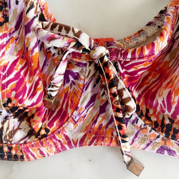 Freya Inferno Vibrant Multicolored Underwire Half Cup Bikini Top Amber, 30 DD - Picture 7 of 12